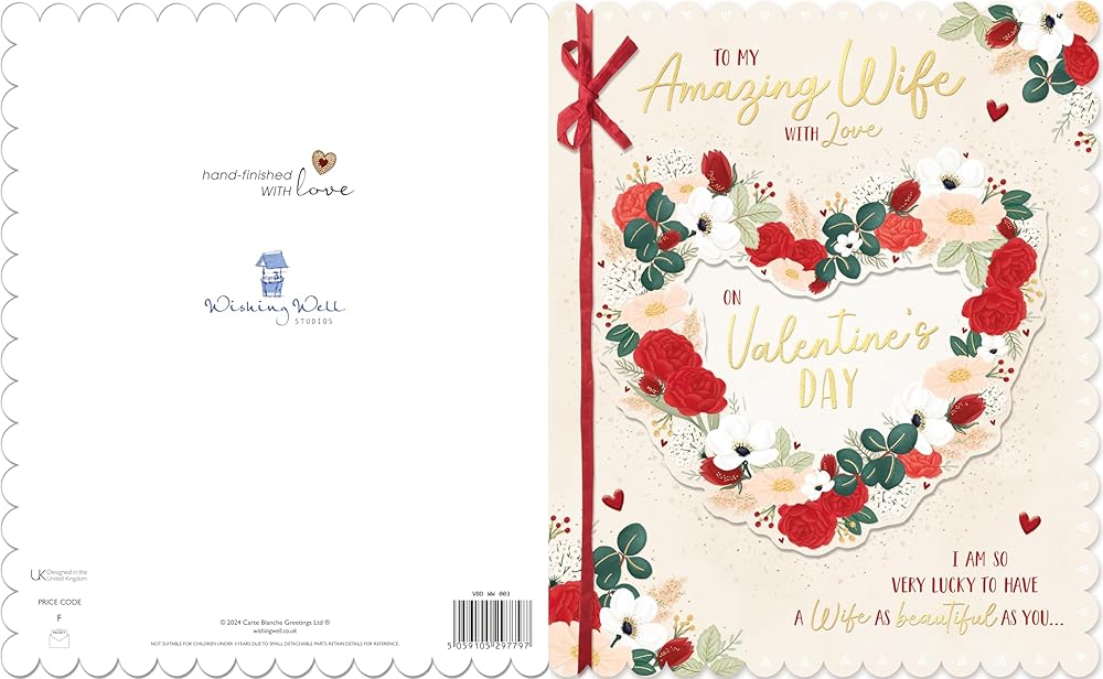 Floral Heart Amazing Wife Luxury Boxed Handfinished Valentine's Day Card