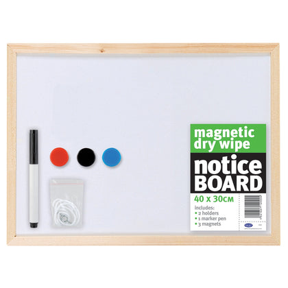 40x30cm Magnetic Dry Wipe White Board with Magnets and Marker Pen