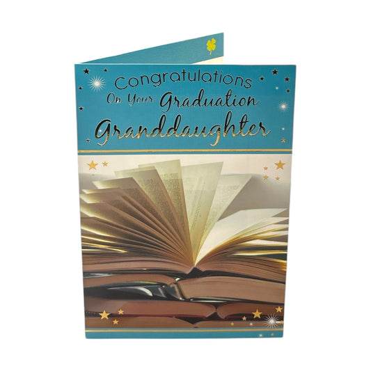 Congratulations Granddaughter on Graduation Books Design Greeting Card