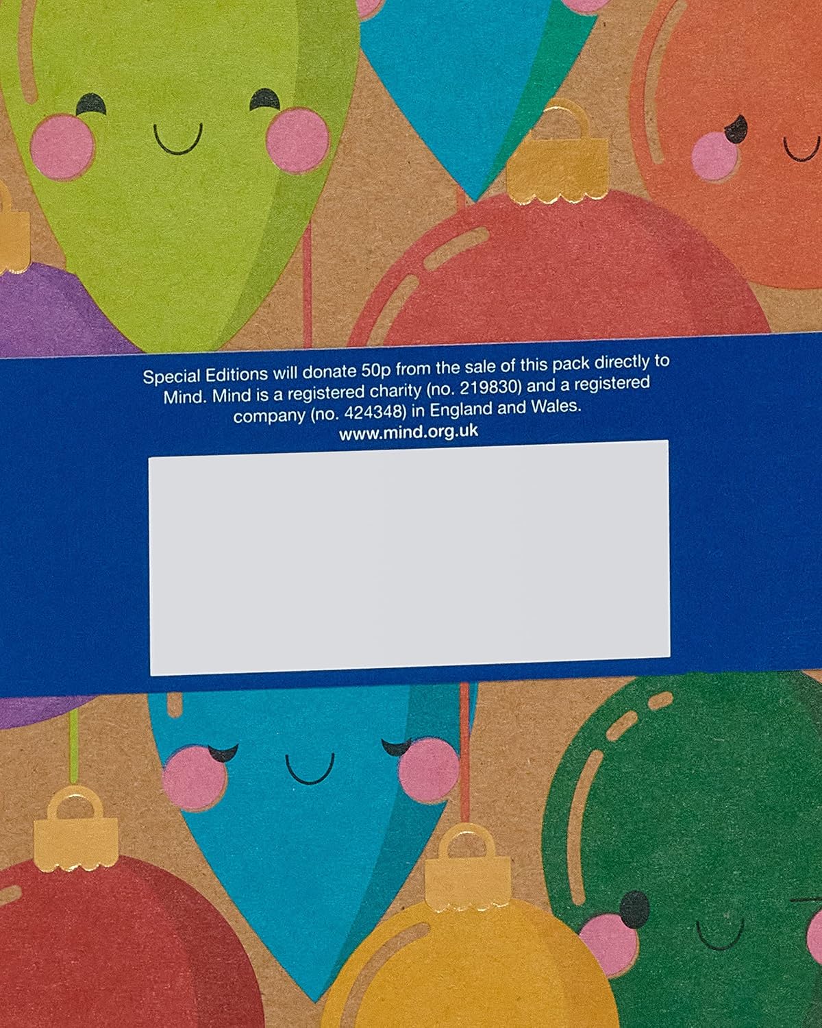 Box of 8 Festive Xmas Baubles In Aid of Mind Charity Christmas Cards
