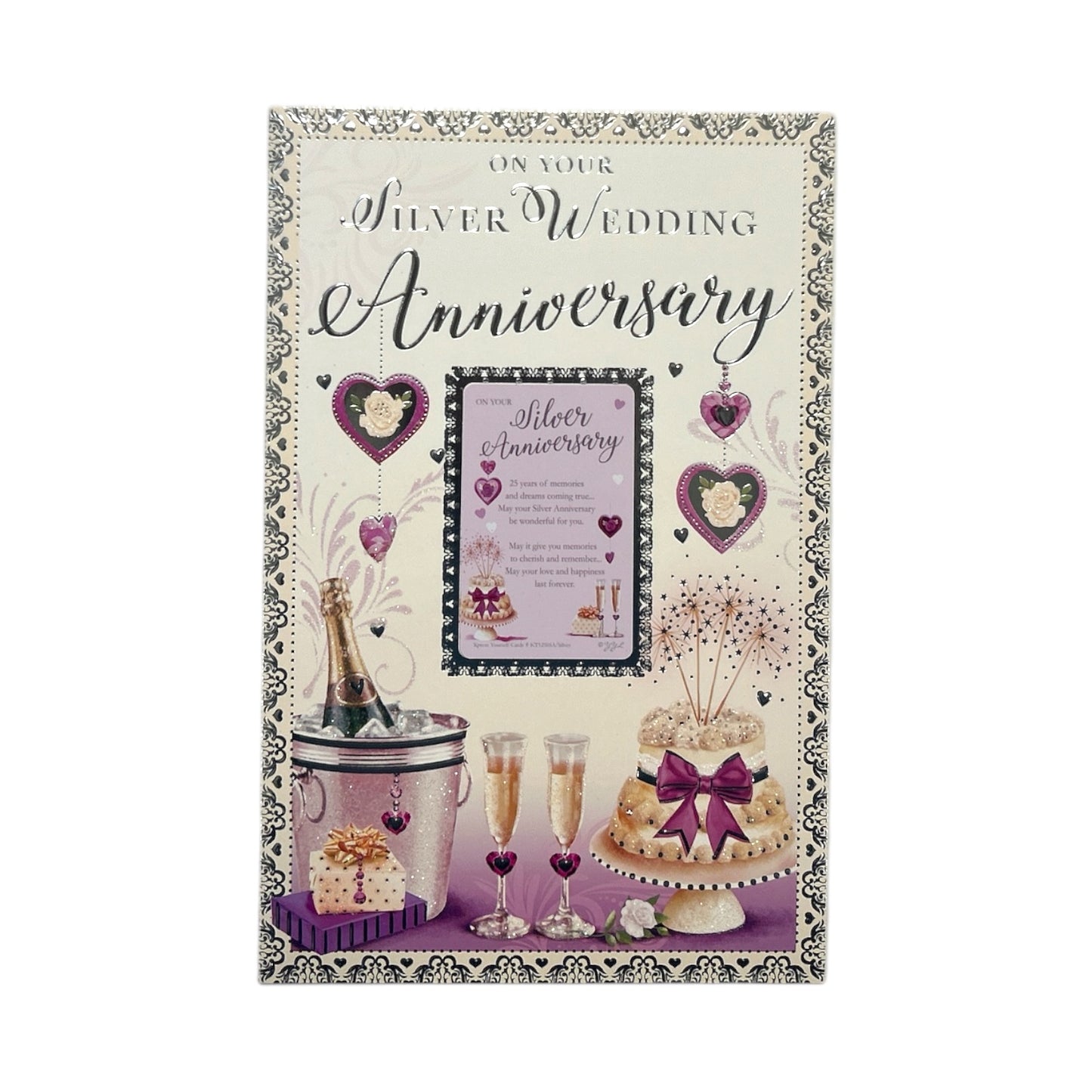 Silver Wedding Keepsake Treasures Traditional Design Anniversary Card