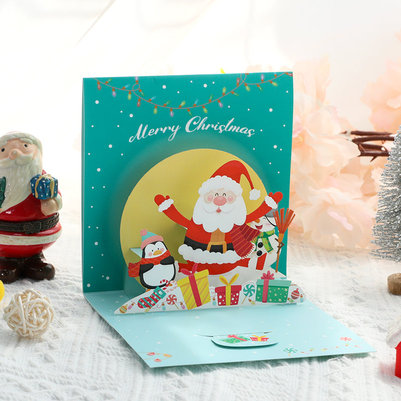 Santa & Friends Merry Moments Green 3D Pop Up Christmas Card