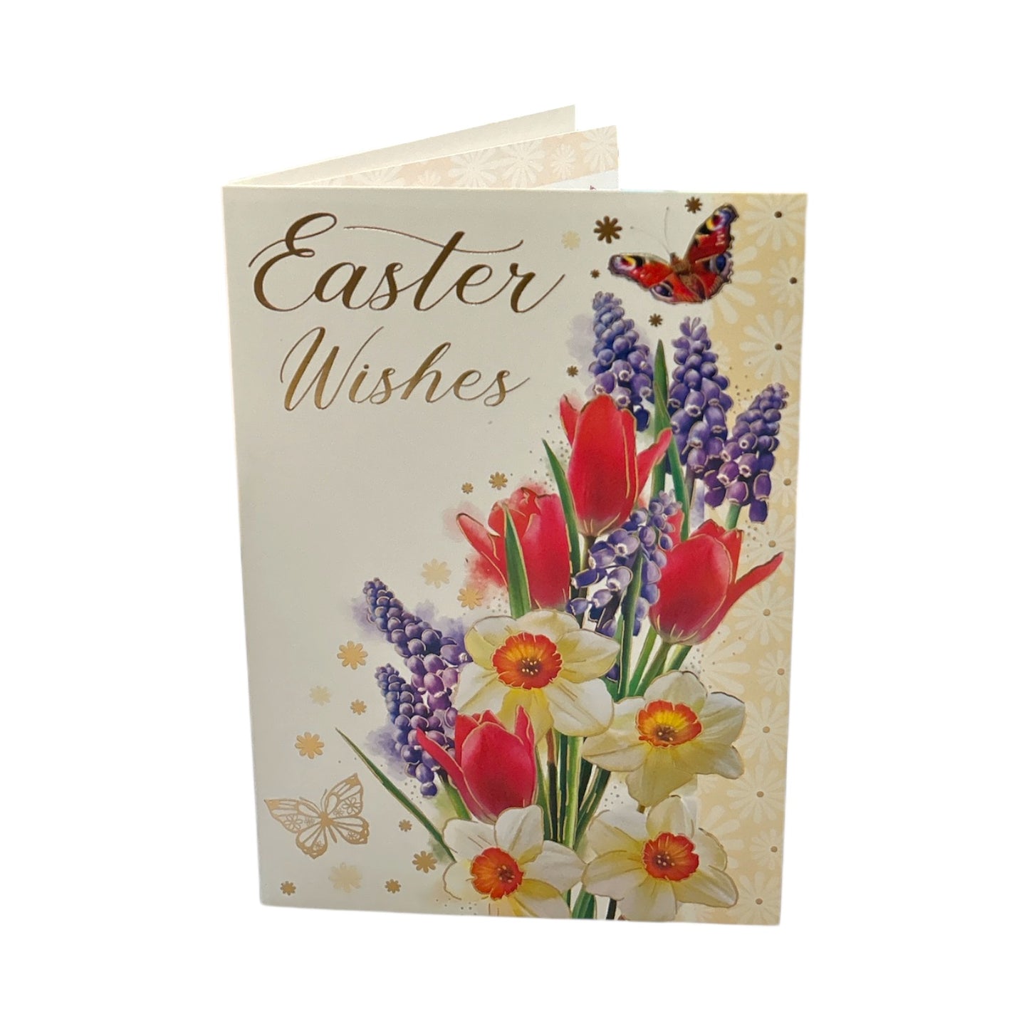 Easter Wishes Floral And Butterflies Design Greeting Card