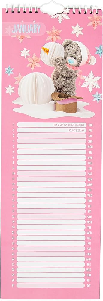 Me to You Photo Finish Tatty Teddy 2026 Slim Calendar