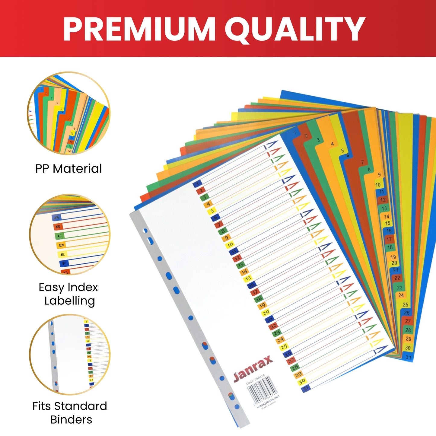 A4 10 Part Polypropylene Dividers with Reinforced Index Cover