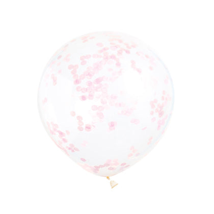 Pack of 6 Clear Latex Balloons with Lovely Pink Confetti 12