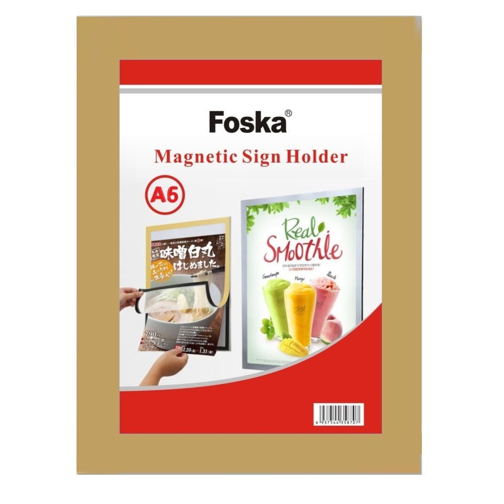 Pack of 6 A6 Magnetic Sign Holder Display Board