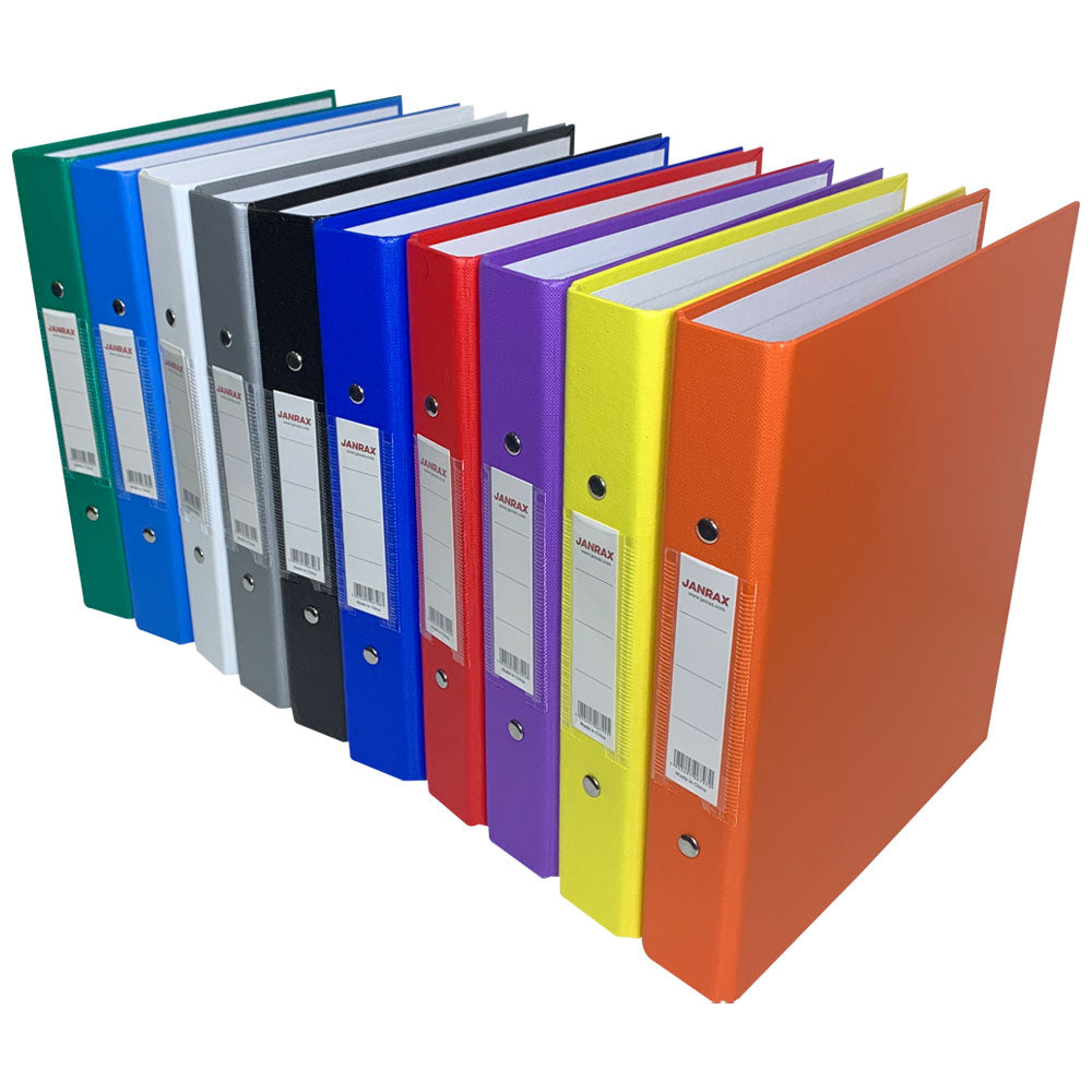Pack of 5 A5 Green Paper Over Board Ring Binders by Janrax