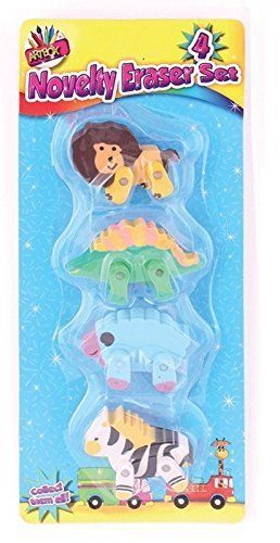 Pack of 4 Animal Novelty Eraser Set