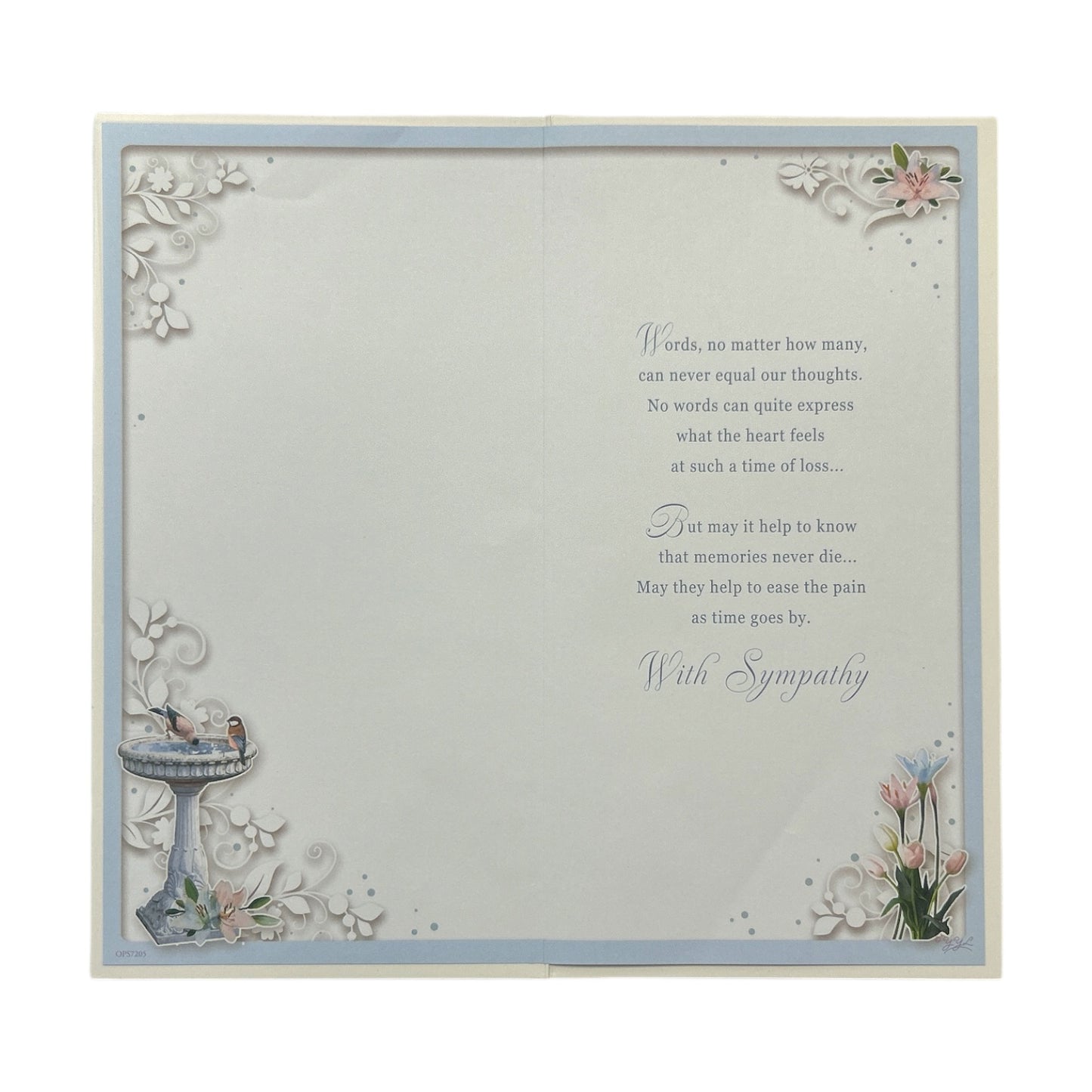 From Both of Us Birdbath Fountain Design Sympathy Opacity Card