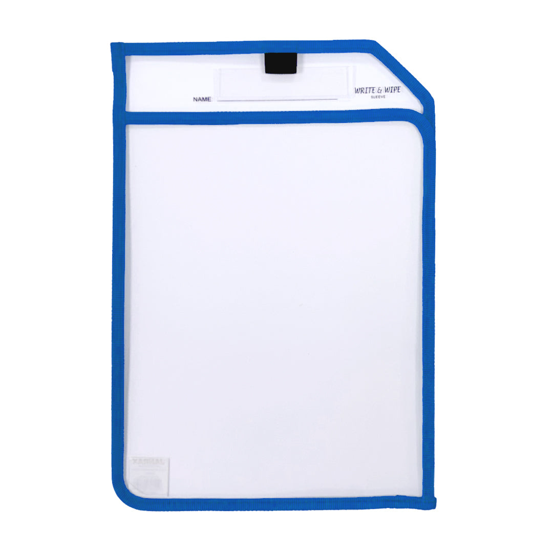 Blue Edge Clear Dry Erase Write and Wipe Reusable Sleeve Pocket