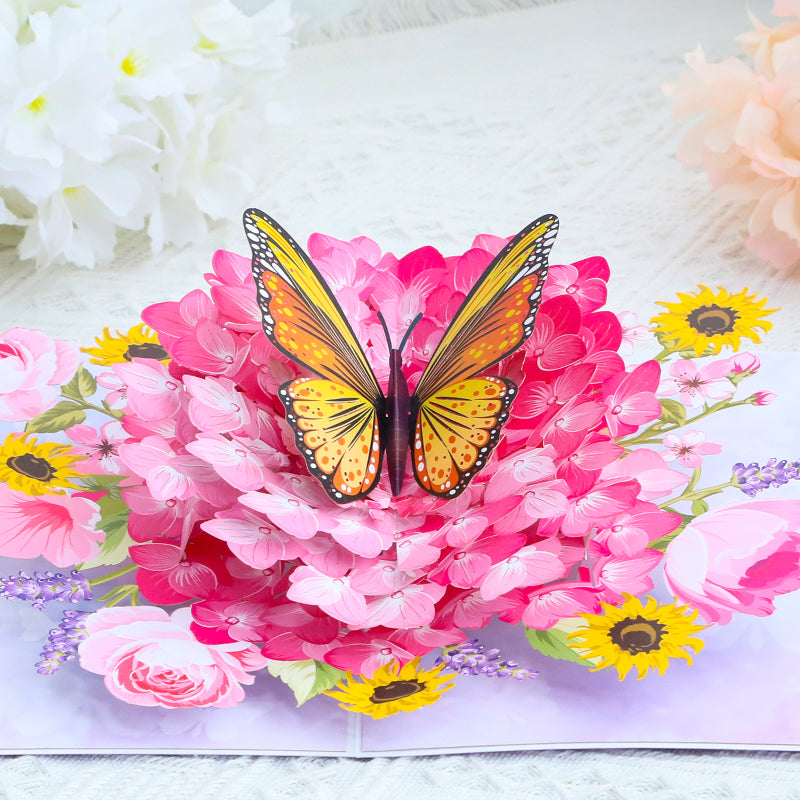 Butterfly Blossom Burst Carnation 3D Pop Up Greeting Card