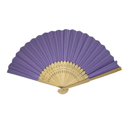 Light Purple Paper Foldable Hand Held Bamboo Wooden Fan by Parev