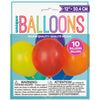 Pack of 10 12" Latex Assorted Balloons