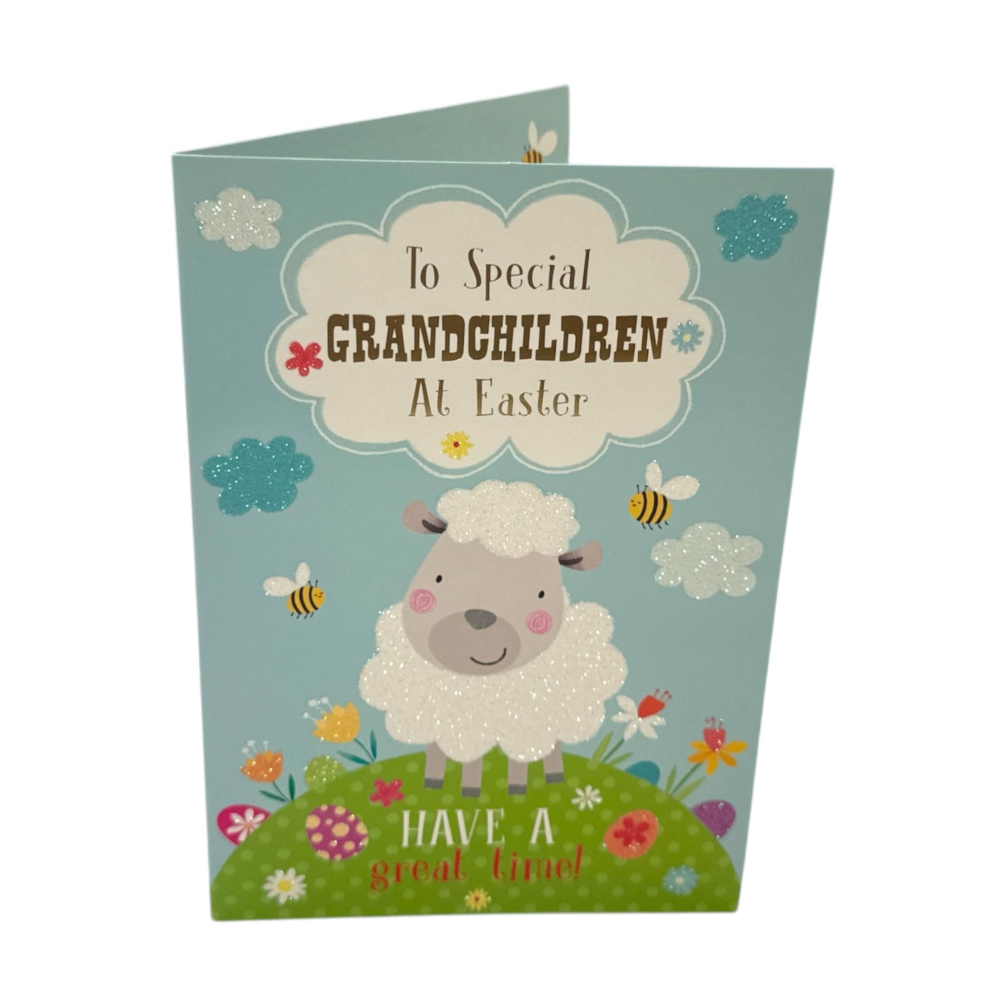 To Special Grandchildren Cute Lamb With Bees Design Easter Card