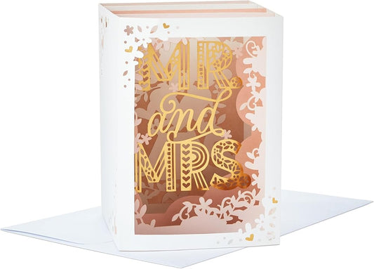 3D Pop Up Shadowbox 'Mr & Mrs' Wedding Congratulations Card