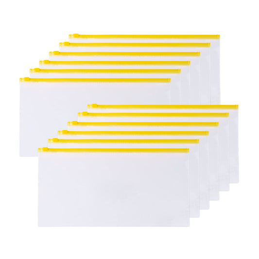 Pack of 12 DL Clear Zippy Bags with Yellow Zip