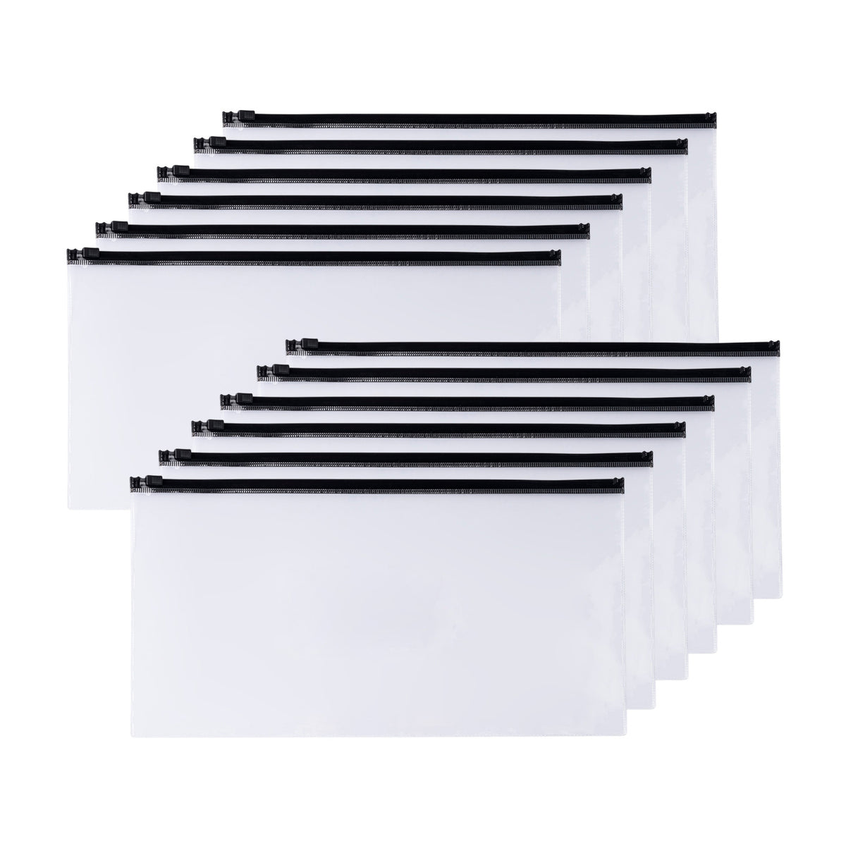 Pack of 12 DL Clear Zippy Bags with Black Zip