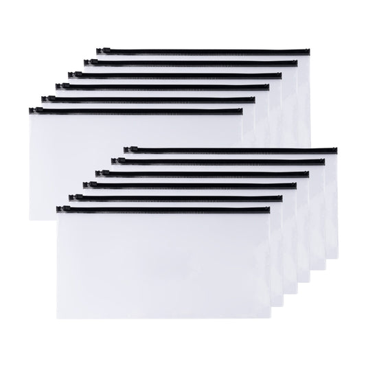 Pack of 12 DL Clear Zippy Bags with Black Zip