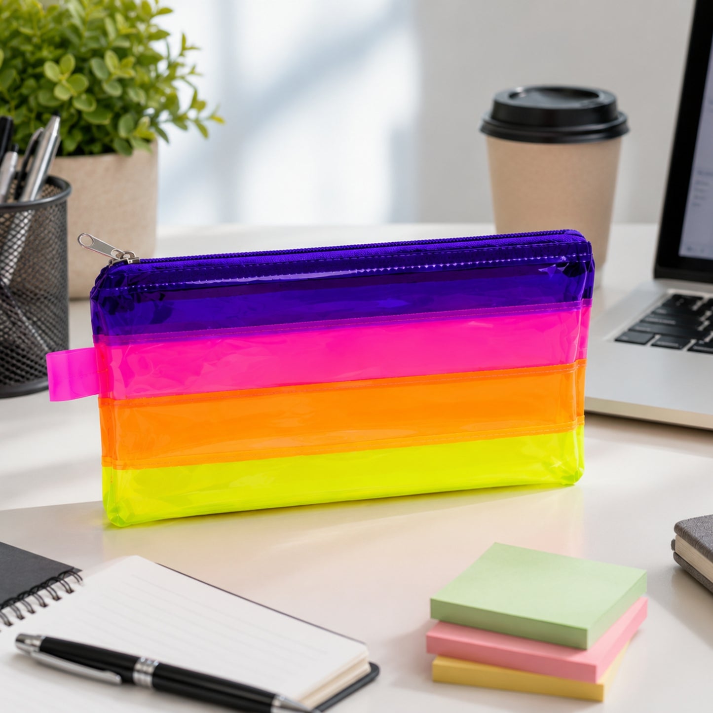 Pack of 12 DL Rainbow Coloured Rainbow Pencil Cases