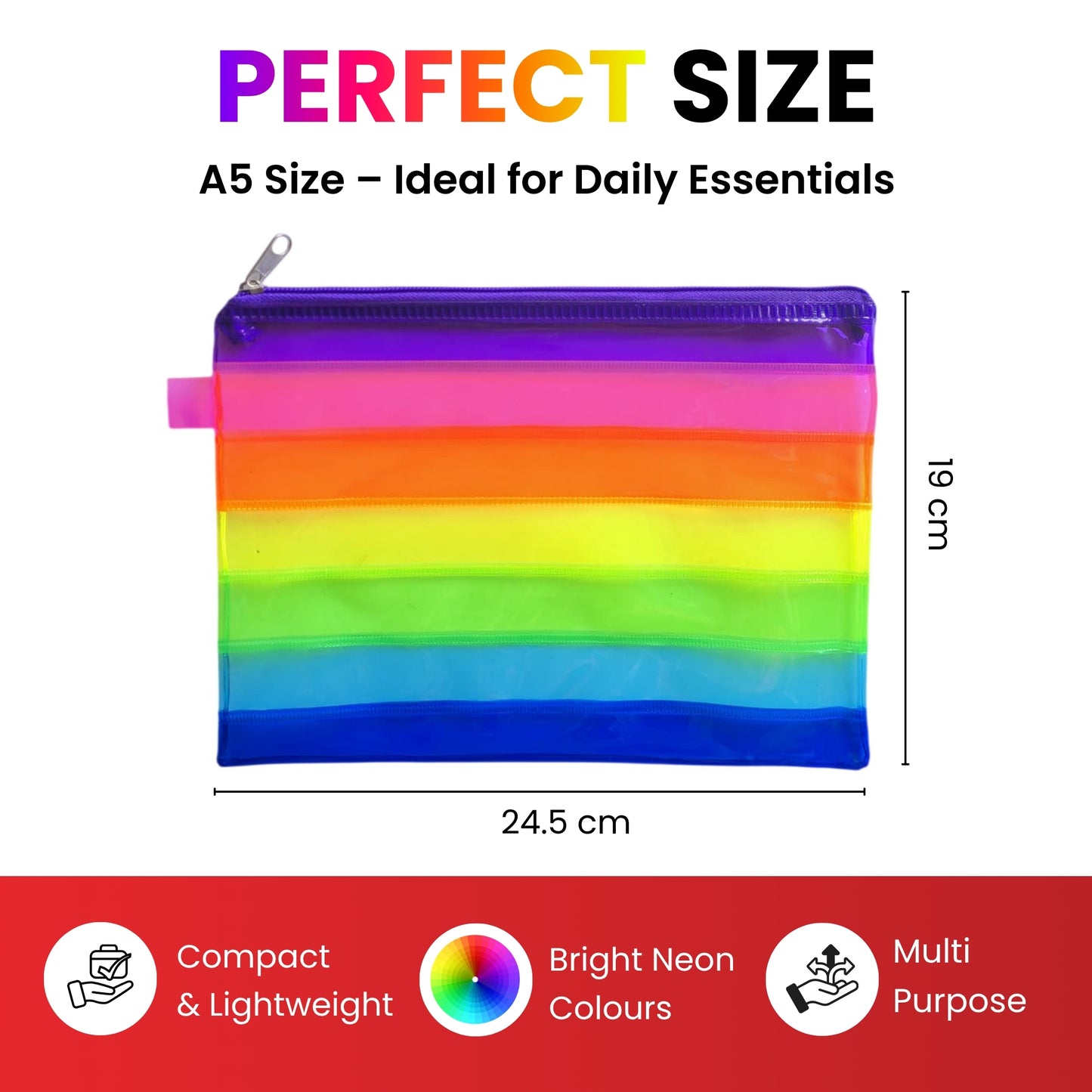 Pack of 12 A5 Rainbow Coloured Rainbow Pencil Cases