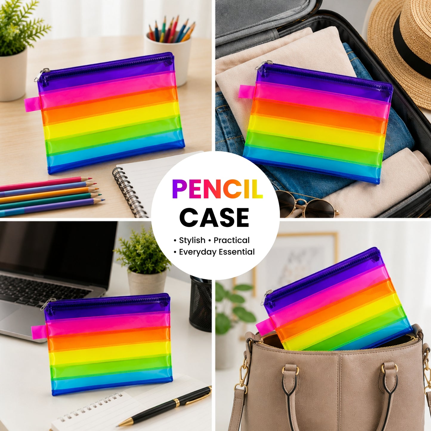 Pack of 12 A5 Rainbow Coloured Rainbow Pencil Cases