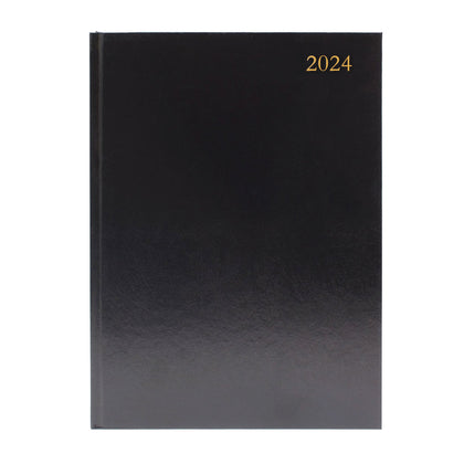 2024 A4 2 Pages Per Day Black Desk Diary