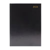 2024 A4 2 Pages Per Day Black Desk Diary