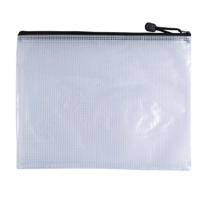 Pack of 12 A5 Black PVC Mesh Zip Bags