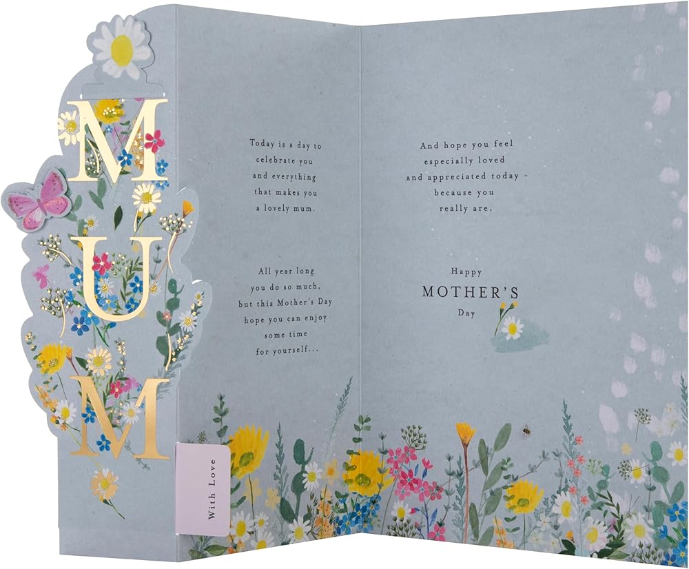 Florals Butterfly With Keepsake Bookmark Mum Mother's Day Card