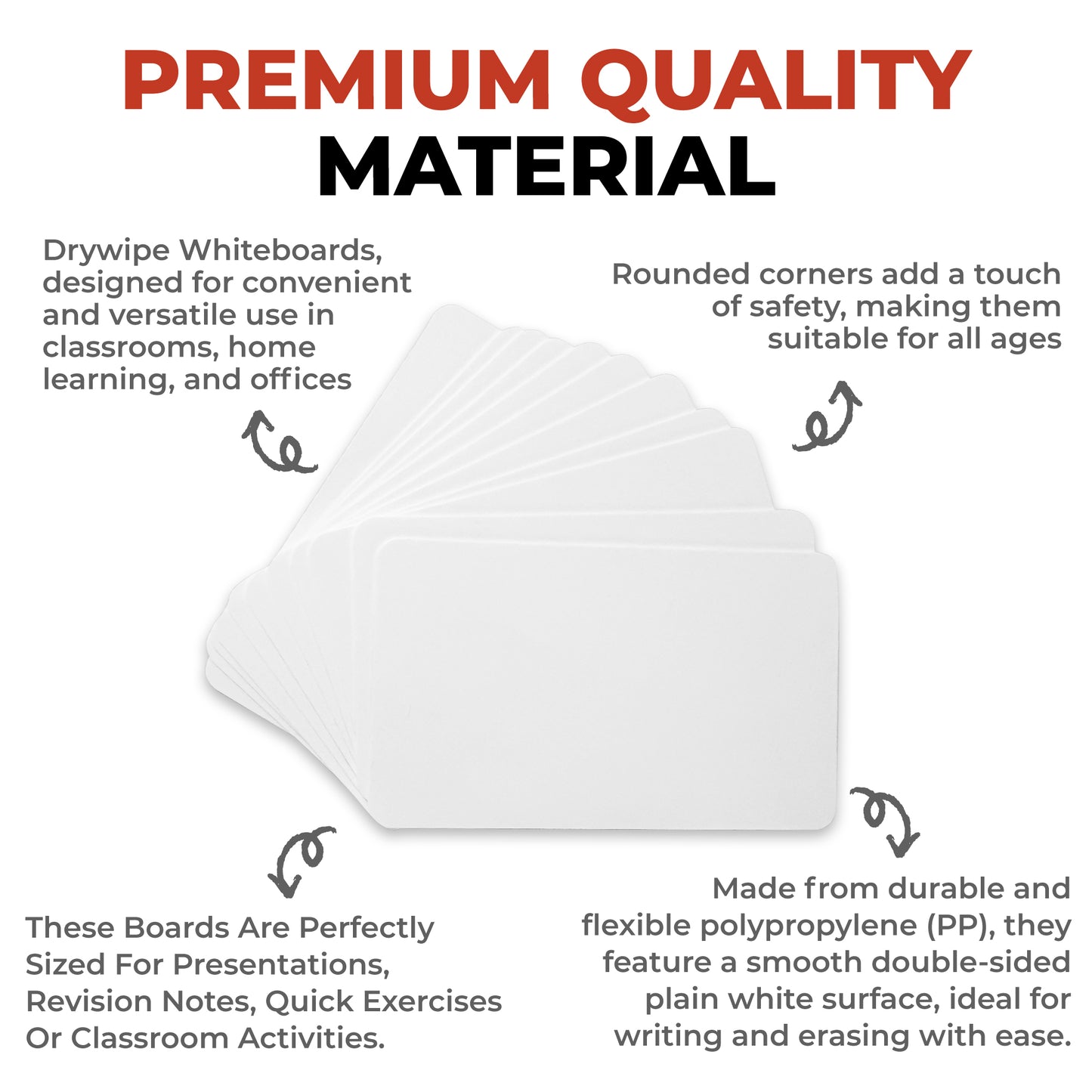 Pack of 12 6x4" Dry Wipe Whiteboards - Presentation Card Size