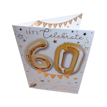 Let's Celebrate 60th Happy Birthday Balloon Boutique Greeting Card