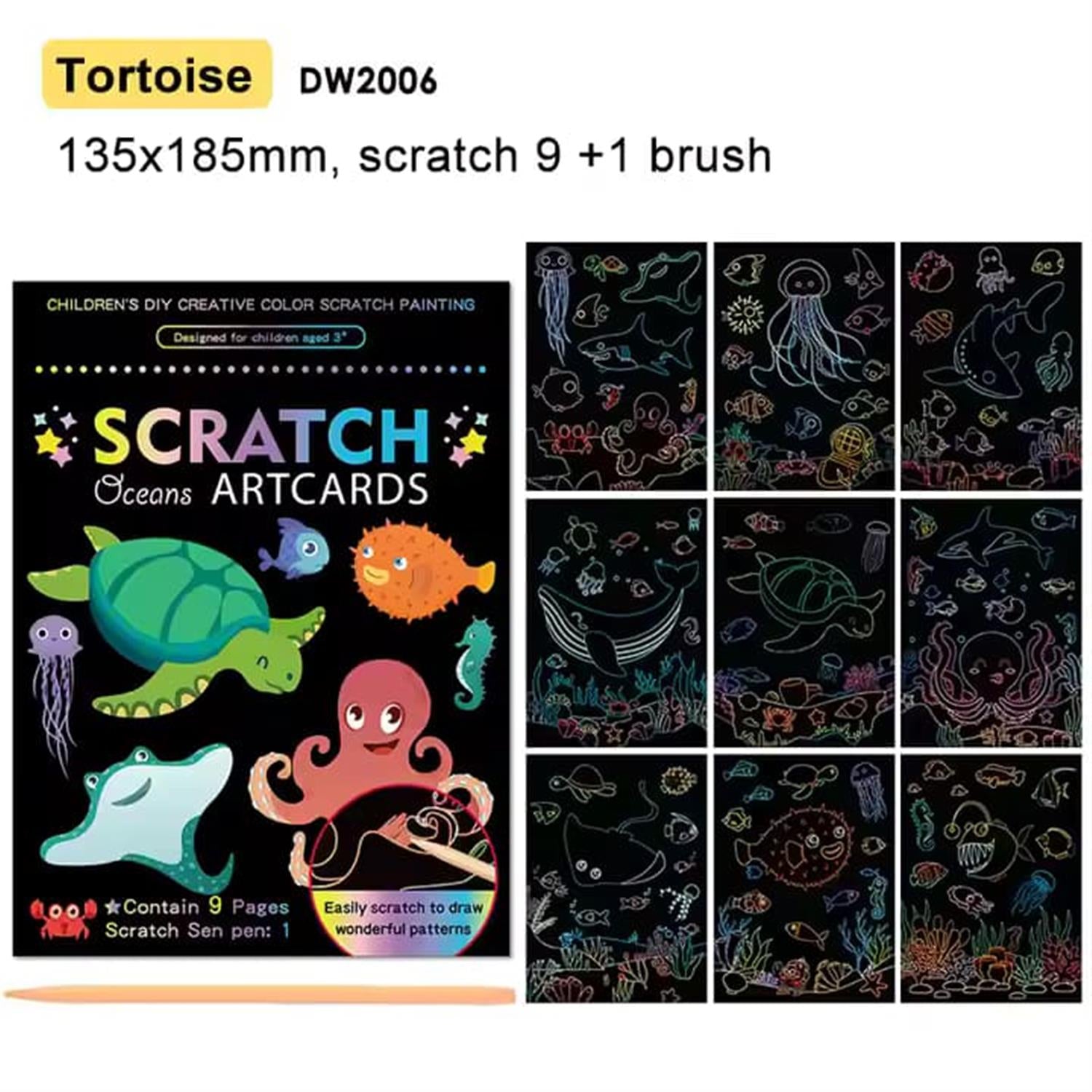 Tortoise Theme 9 Pages Art Creative Scratch Painting Book with Scratch ...