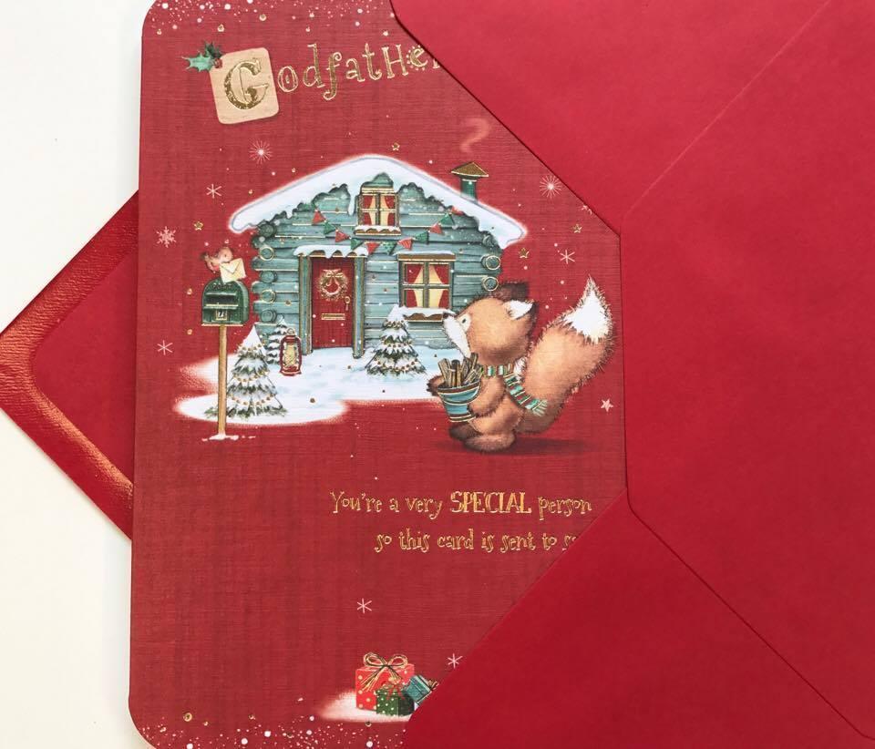 Godfather At Xmas - Cute Gold Foil Quality Christmas Greeting Card 