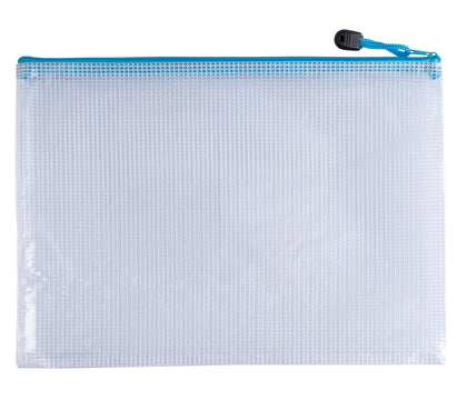 Pack of 12 A3 Light Blue PVC Mesh Zip Bags