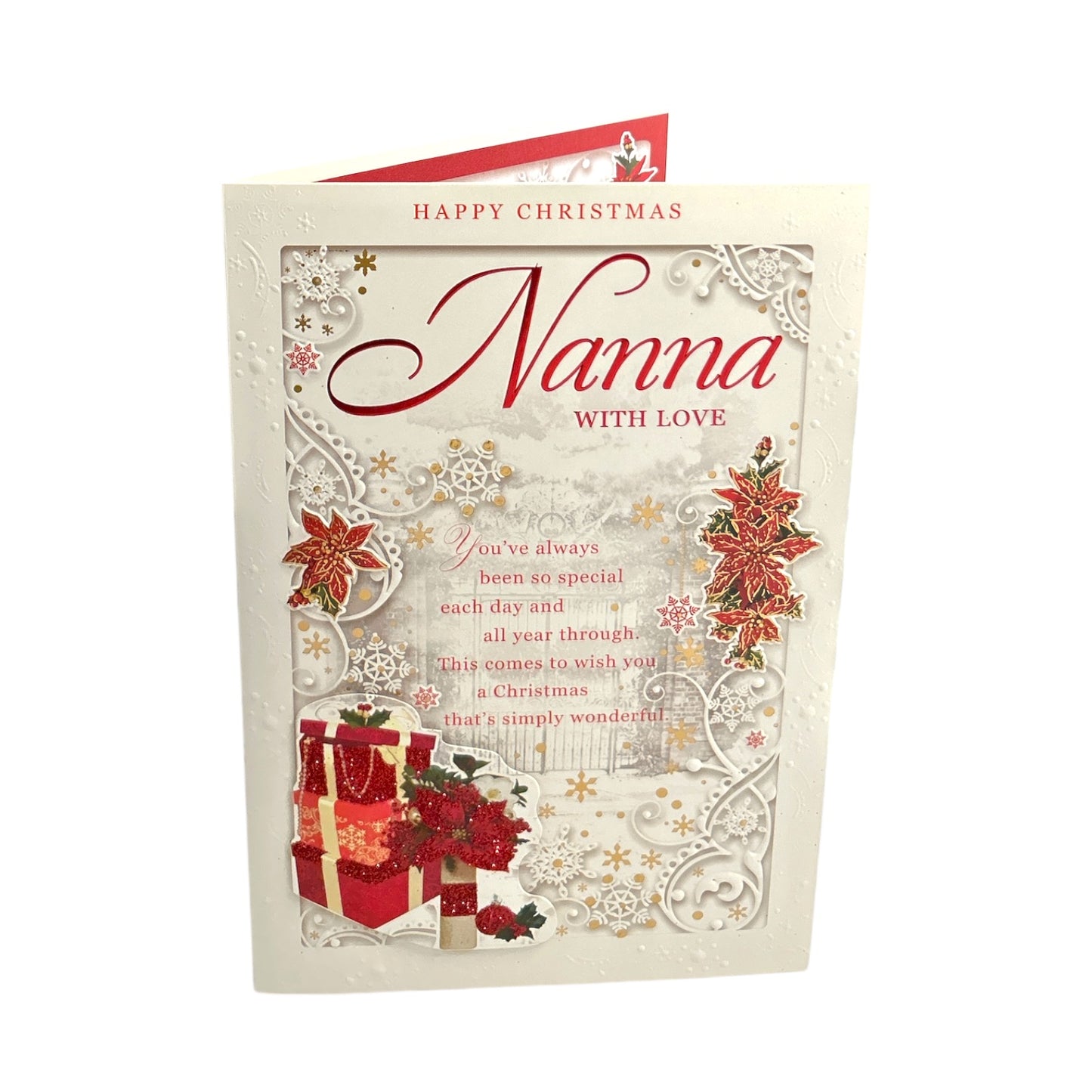 With Love Nanna Poinsettia & Presents Christmas Card
