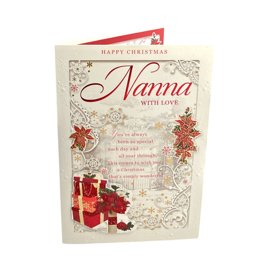 With Love Nanna Poinsettia & Presents Christmas Card