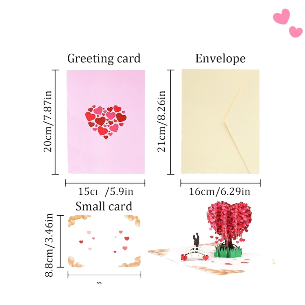 Whispers of Love Heart Tree 3D Pop Up Valentine’s Day Card - Wedding Anniversary