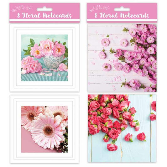 Box of 8 Just To Say Large Floral Square Note Card