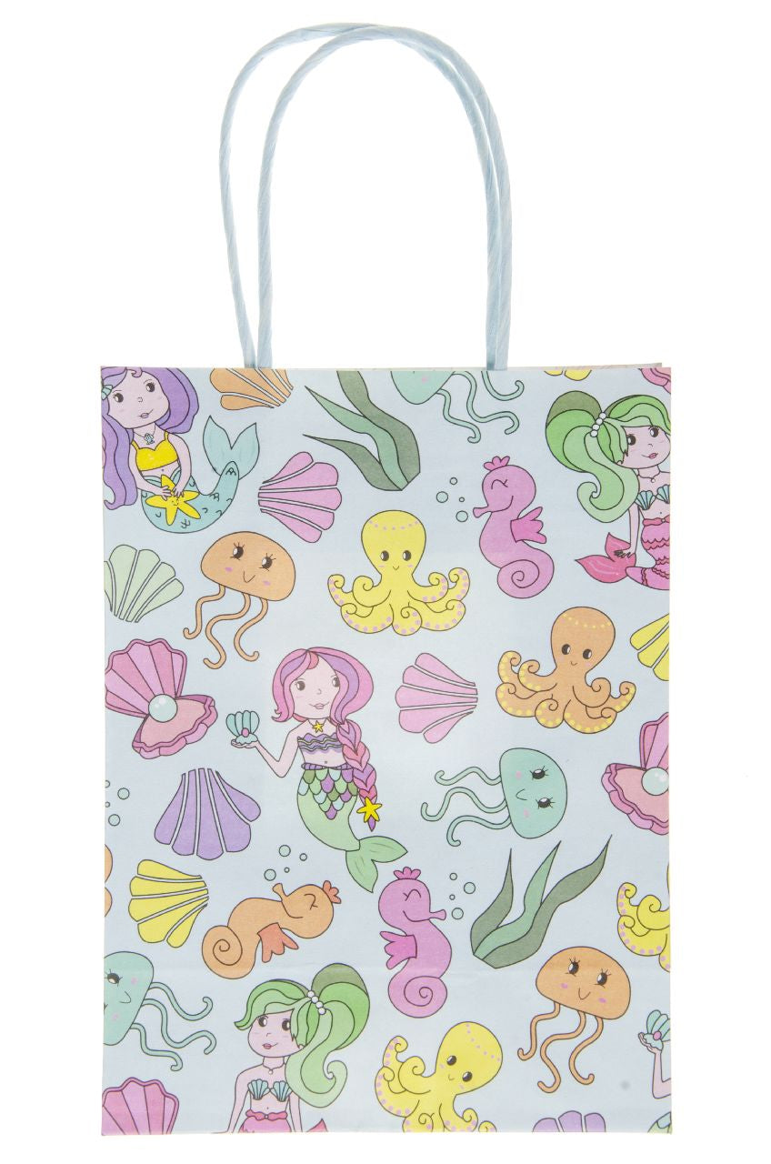 Pack of 12 Mermaid Design Paper Gift Bags