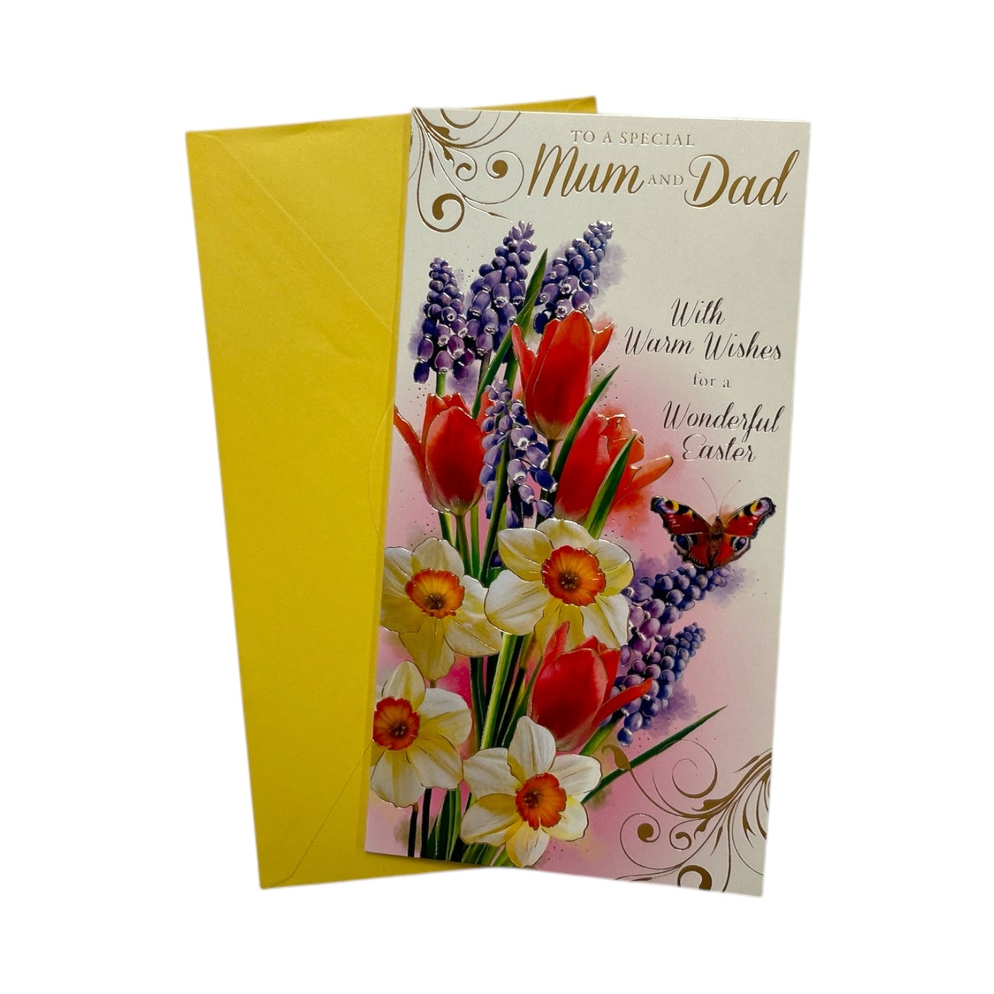 To A Special Mum And Dad Flower and Butterfly Design Easter Card