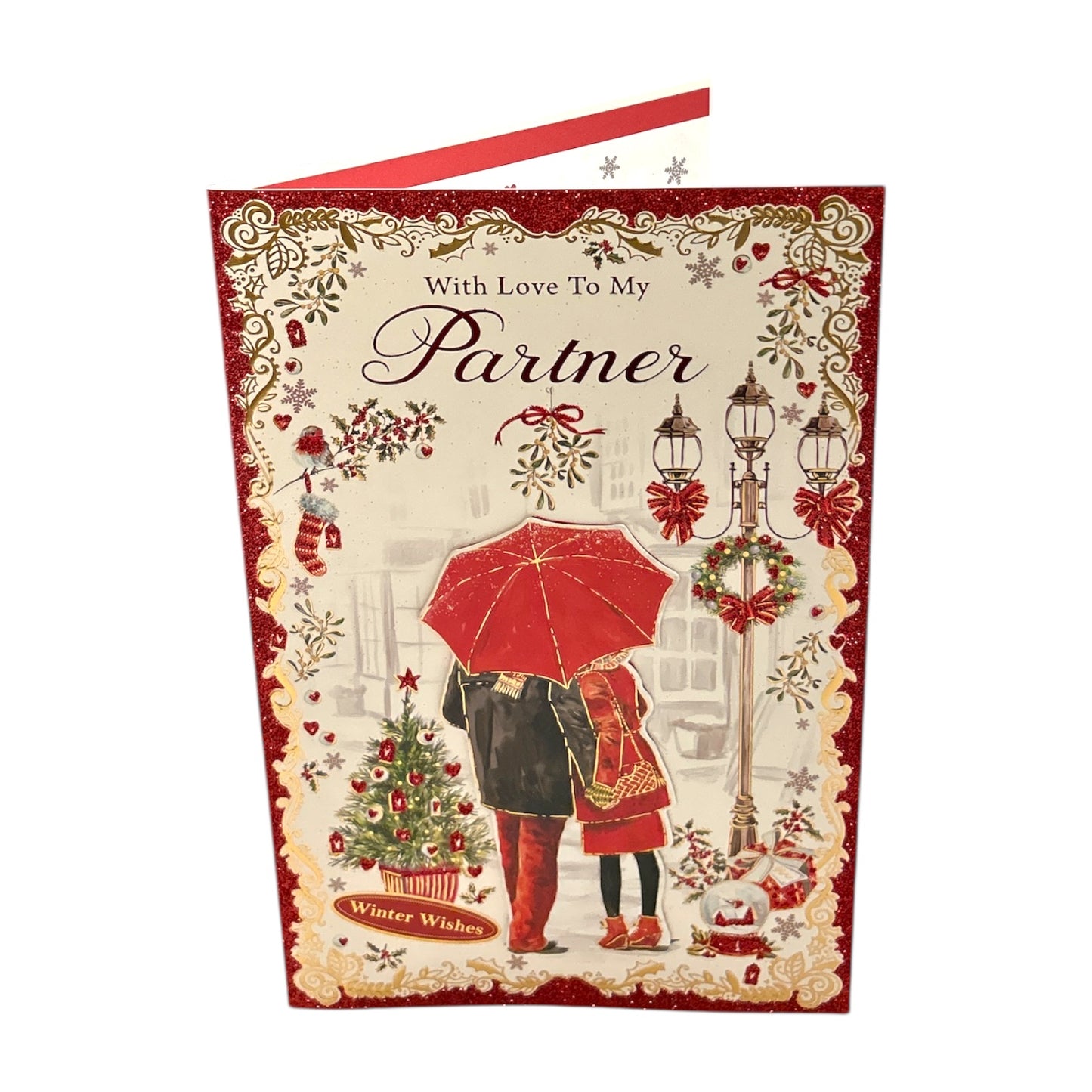 Festive Red & Gold Design Romantic Partner Christmas Card