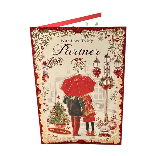 Festive Red & Gold Design Romantic Partner Christmas Card