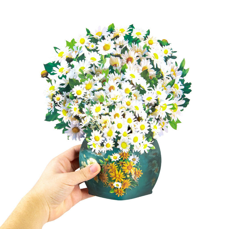 Golden Bloom White Daisy 3D Pop Up Vase Greeting Card