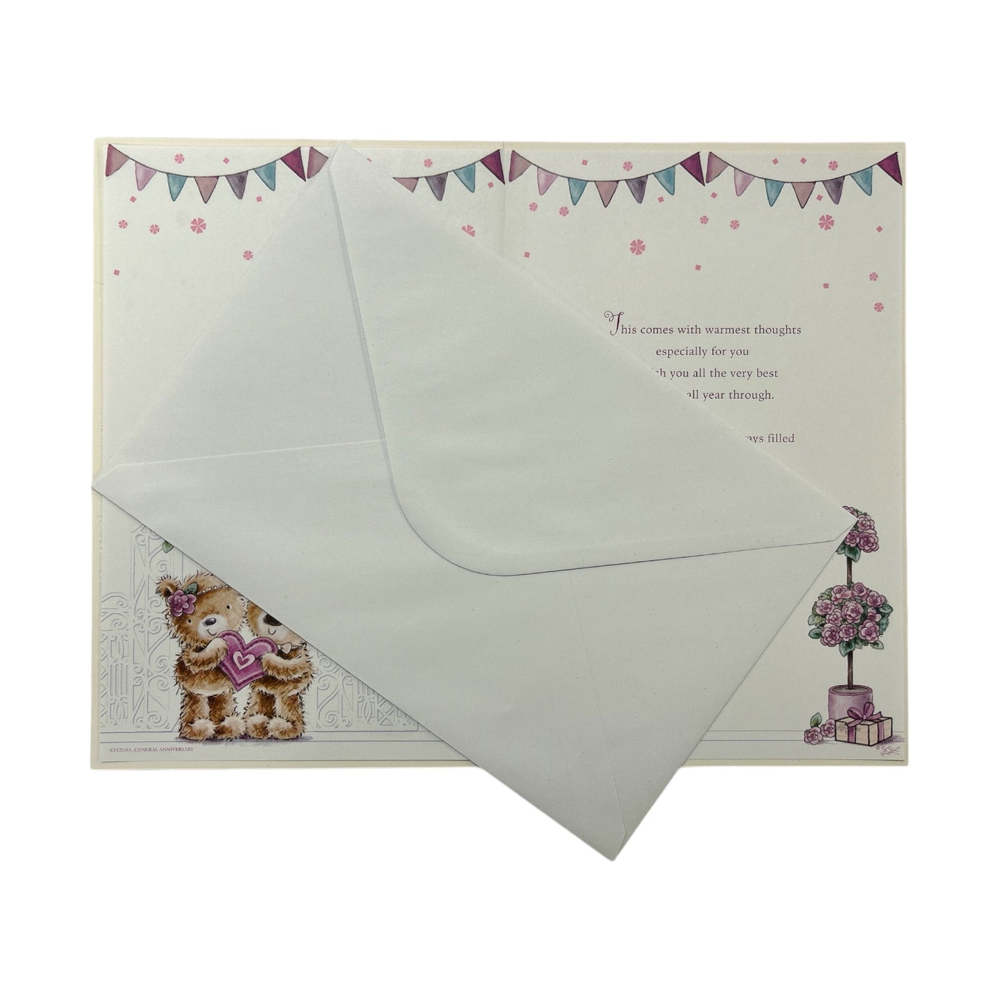 Lovely Couple Teddy Holding Heart Design Anniversary Card