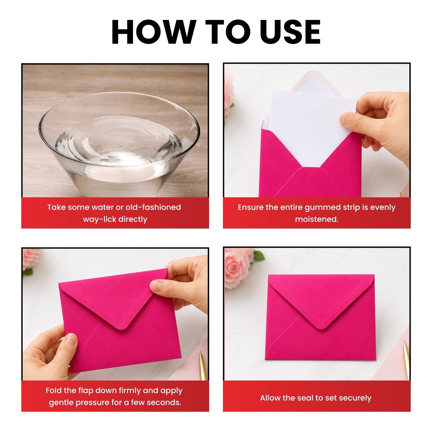 Pack of 500 Vivid Coral Pink 130x130mm Gummed Envelopes