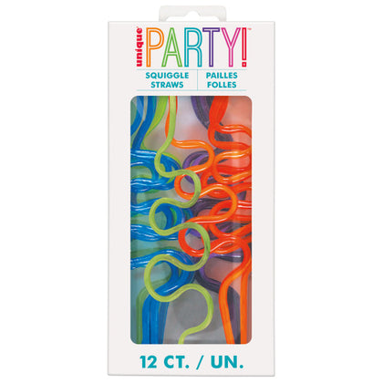 Pack of 12 Small Plastic Squiggle Straws 7.5