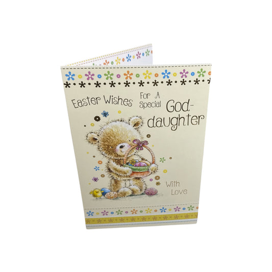 For Special Goddaughter Cute Teddy & Eggs Design Easter Card