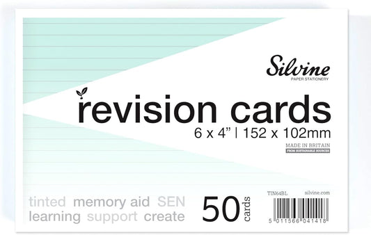 Pack of 50 6x4" SEN Blue Lined Dyslexia Record Cards