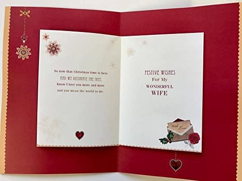 My Beautiful Wife - Handmade Luxury Lovely Verse Christmas Greeting Card 